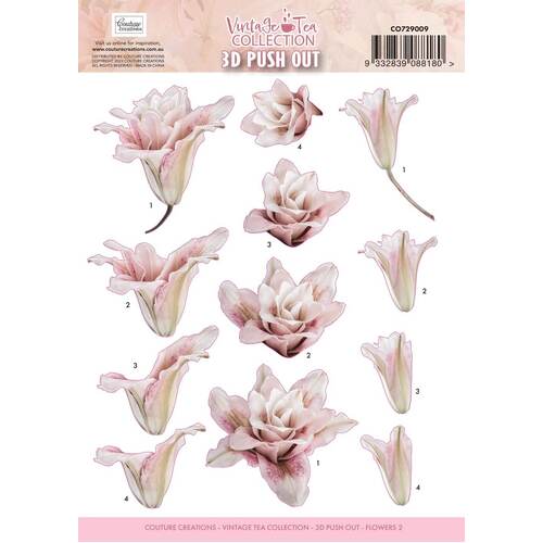 Couture Creations 3D Pushouts - Vintage Tea Collection - Flowers 2