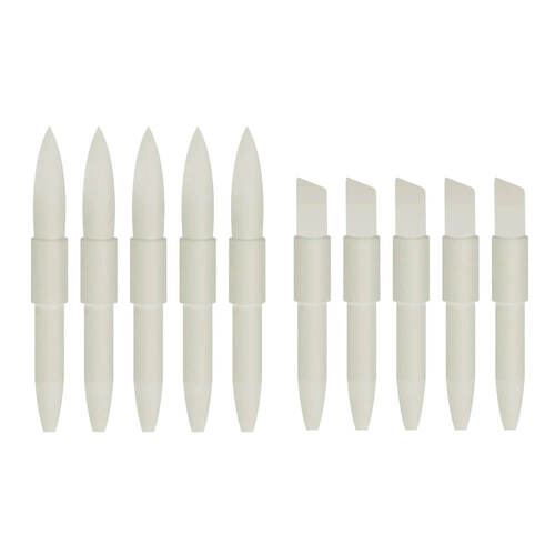 Twin Tip Alcohol Ink Marker Replacement Tips/ Nibs (5 Flexible Brush Tips, 5 Firm Chisel Tips)