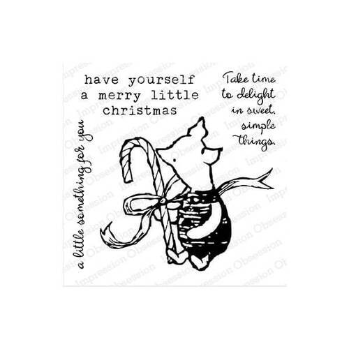 Impression Obsession Clear Stamps - Piglet Candy Cane CS1136