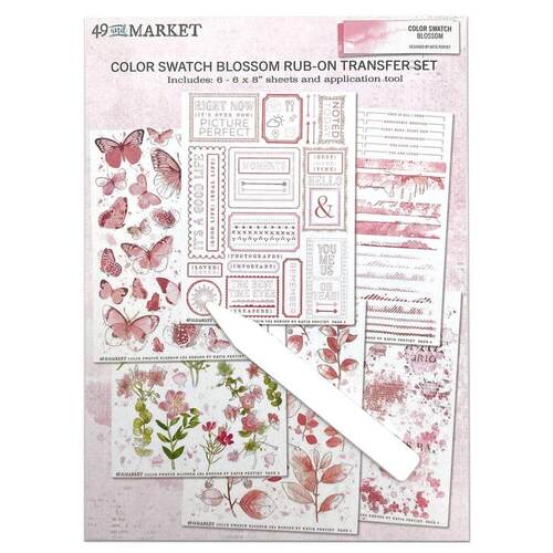49 And Market - Color Swatch: Blossom Rub-Ons 6"X8" (6/Sheets)
