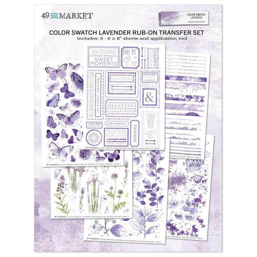 49 And Market - Color Swatch: Lavender Rub-Ons 6"X8" (6/Sheets)