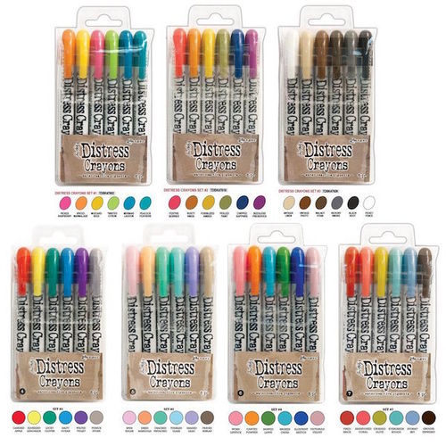 Tim Holtz Distress Crayons - Pack of 6 Crayons - 10 Sets to Choose from