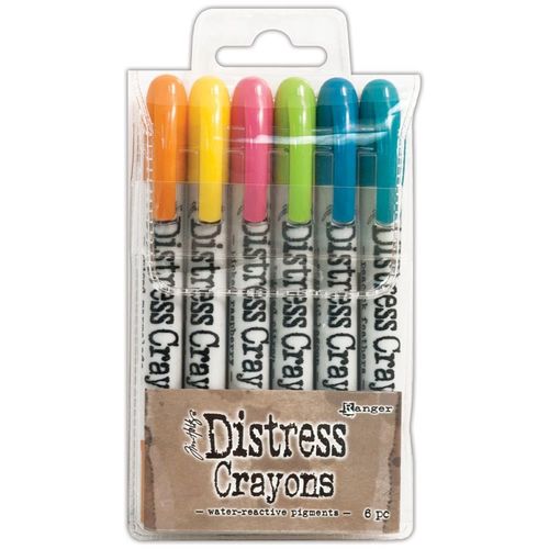 Tim Holtz Distress Crayons Set #1 (6 pcs) Water-Reactive Pigments