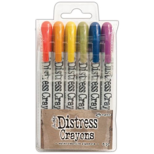 Tim Holtz Distress Crayons Set #2 (6 pcs) Water-Reactive Pigments