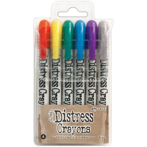 Tim Holtz Distress Crayons - Set #4 (6 pcs) Water-Reactive Pigments