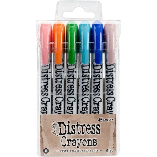 Tim Holtz Distress Crayons Set #6 (6 pcs) Water-Reactive Pigments