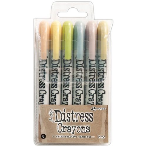 Tim Holtz Distress Crayons Set #8 (6 pcs) Water-Reactive Pigments