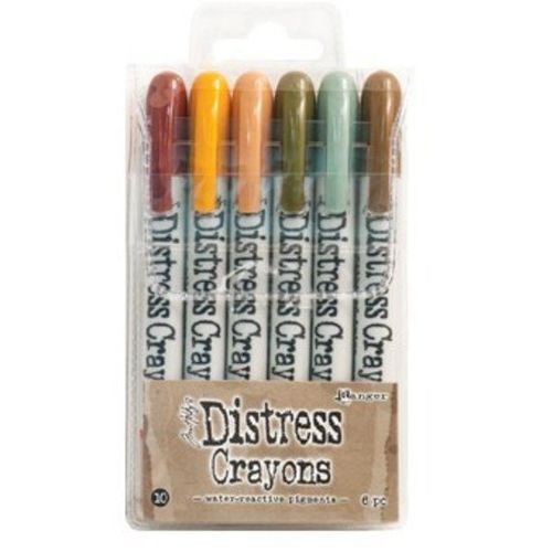 Tim Holtz Distress Crayons Set #10 (6 pcs) Water-Reactive Pigments
