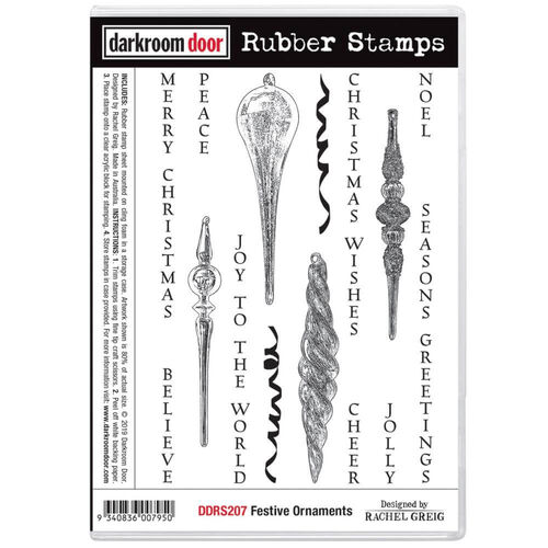 Darkroom Door Rubber Stamp Set - Festive Ornaments DDRS207