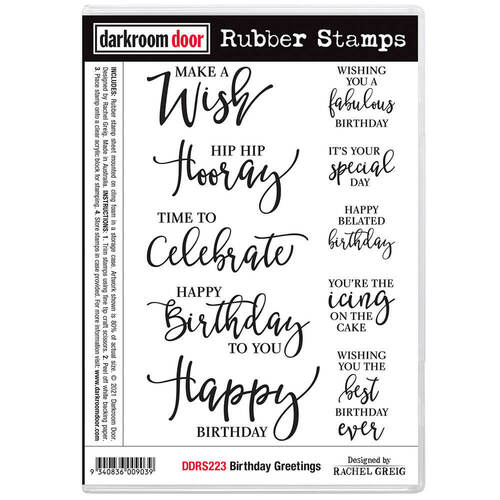 Darkroom Door Rubber Stamp Set - Birthday Greetings DDRS223