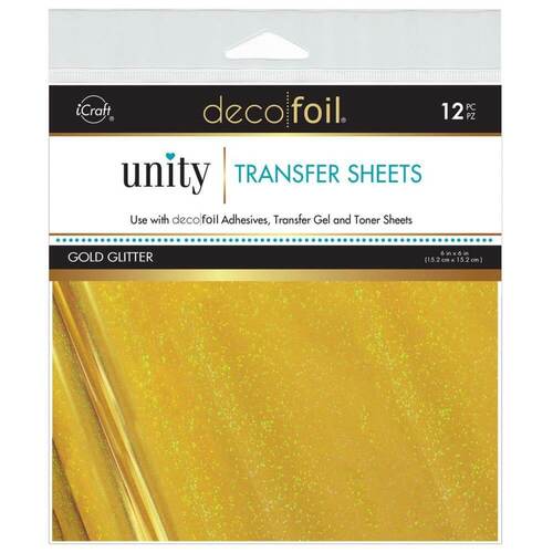 Deco Foil Transfer Sheets By Unity 6"X6" 12/Pkg - Gold Glitter