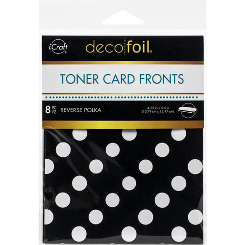 Deco Foil White Toner Card Fronts 4.25"X5.5" 8/Pkg - Reverse Polka