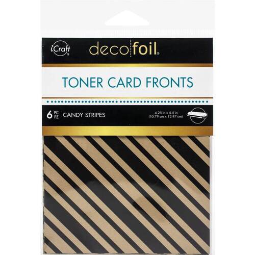 Deco Foil Kraft Toner Card Fronts 4.25"X5.5" 6/Pkg - Candy Stripes
