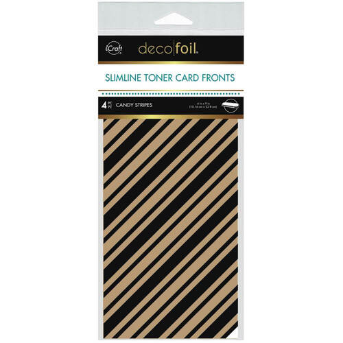 Deco Foil Kraft Slimline Toner Card Fronts 4"X9" 4/Pkg - Candy Stripes