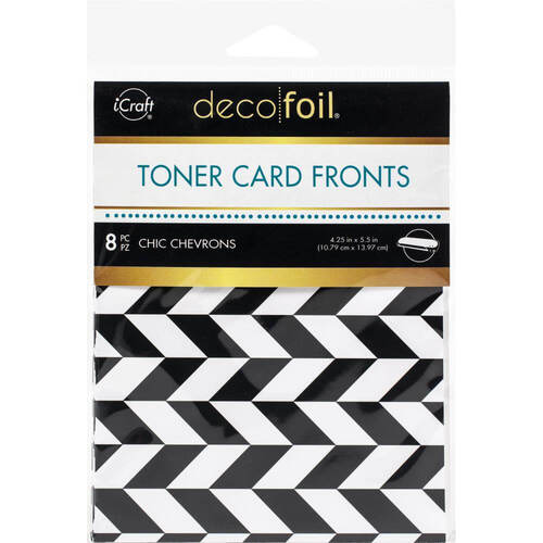 Deco Foil White Toner Card Fronts 4.25"X5.5" 8/Pkg - Chic Chevrons