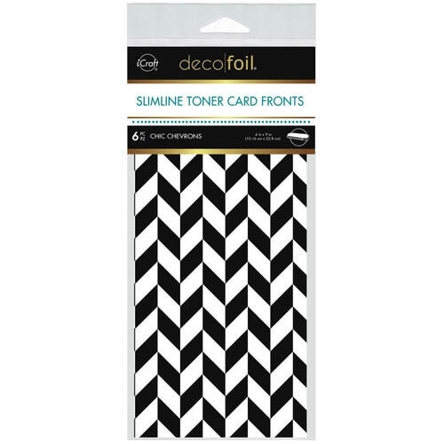 Deco Foil White Slimline Toner Card Fronts 4"X9" 4/Pkg  - Chic Chevrons