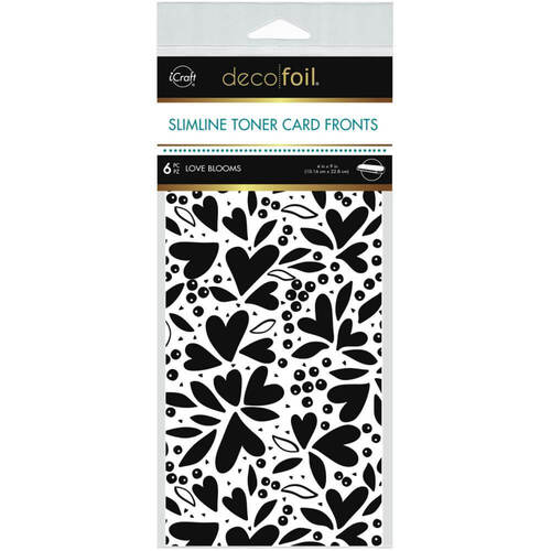 Deco Foil Slimline Toner Card Fronts 4"X9" 6/Pkg - Love Blooms