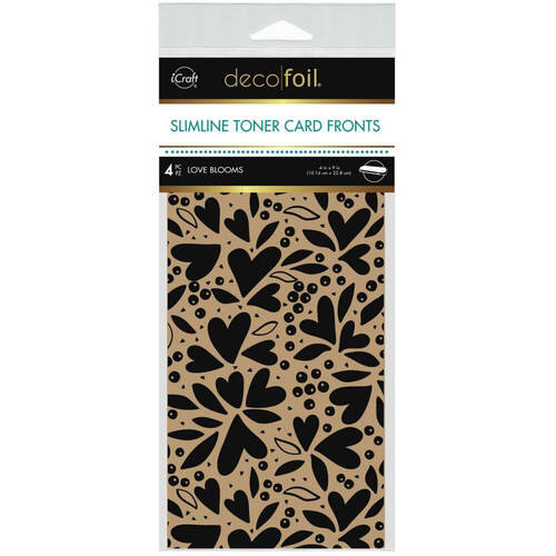 Deco Foil Kraft Slimline Toner Card Fronts Sheets 4"X9" 4/Pkg - Love Blooms