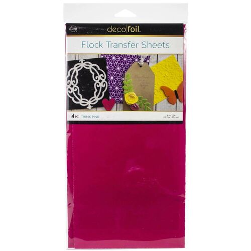 Deco Foil Flock Transfer Sheets 6"X12" 4/Pkg - Think Pink