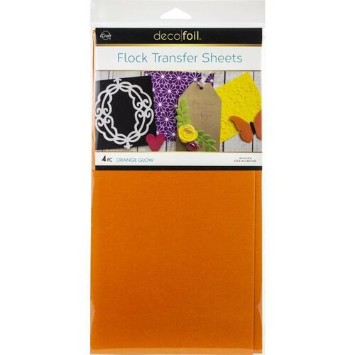 Deco Foil Flock Transfer Sheets 6"X12" 4/Pkg - Orange Glow