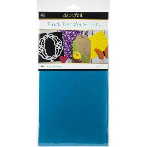 Deco Foil Flock Transfer Sheets 6"X12" 4/Pkg - Blue Diamond