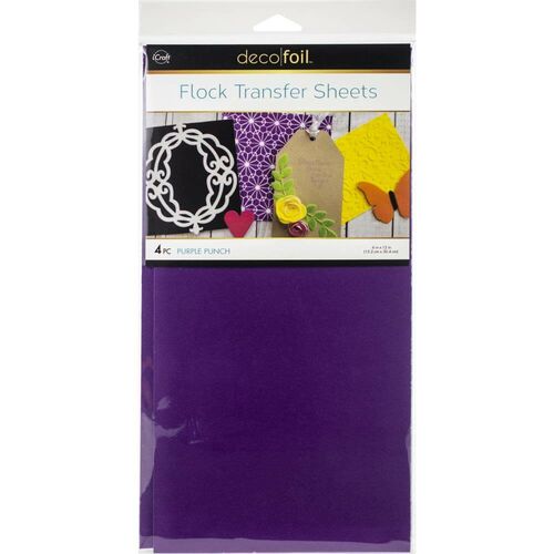 Deco Foil Flock Transfer Sheets 6"X12" 4/Pkg - Purple Punch