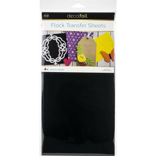 Deco Foil Flock Transfer Sheets 6"X12" 4/Pkg - Black Velvet