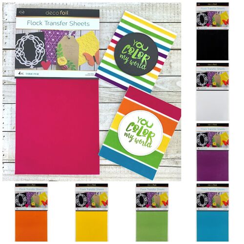 iCraft Deco Foil Flock Transfer Sheets 6" x 12"  (6/PK) - Choose your colours