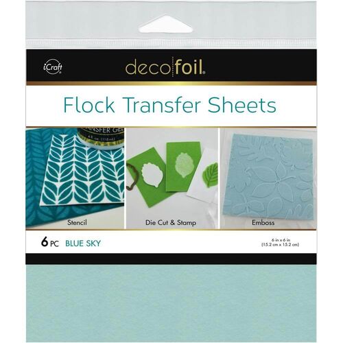 Deco Foil Flock Transfer Sheets 6"X6" 6/Pkg - Blue Sky