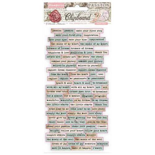 Stamperia Adhesive Chipboard 6"X12" - Passion Quotes DFLCB23