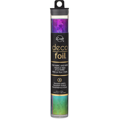 iCraft DECO FOIL Specialty Transfer Sheets 6"X12" 5/Pkg - Rainbow Shattered Glass