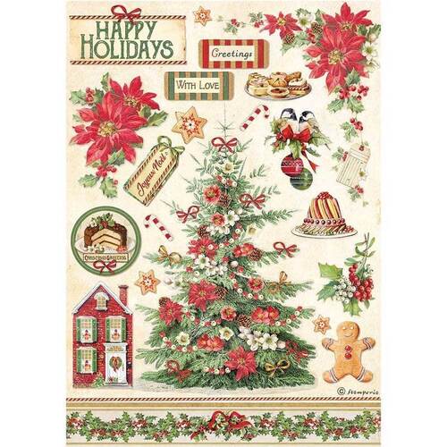 Stamperia A4 Rice Paper - Classic Christmas Tree DFSA4594