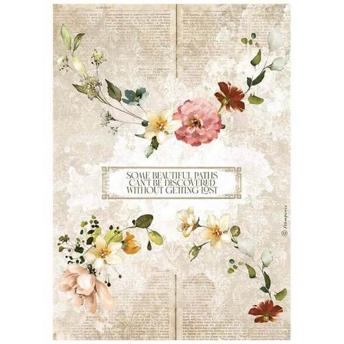 Stamperia A4 Rice Paper - Garden Of Promises Garlands DFSA4690