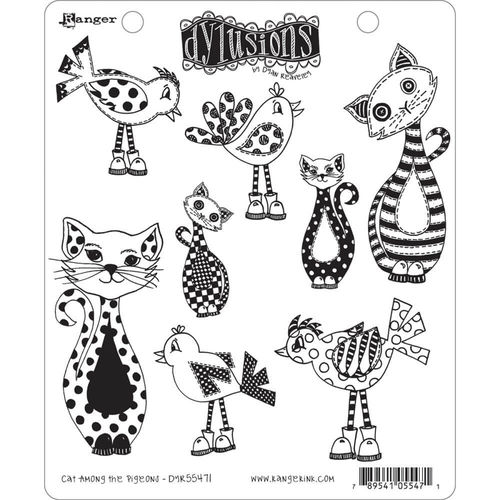 Dyan Reaveley's Dylusions Cling Stamps 8.5"X7" - Cat Among Pigeons DYR55471