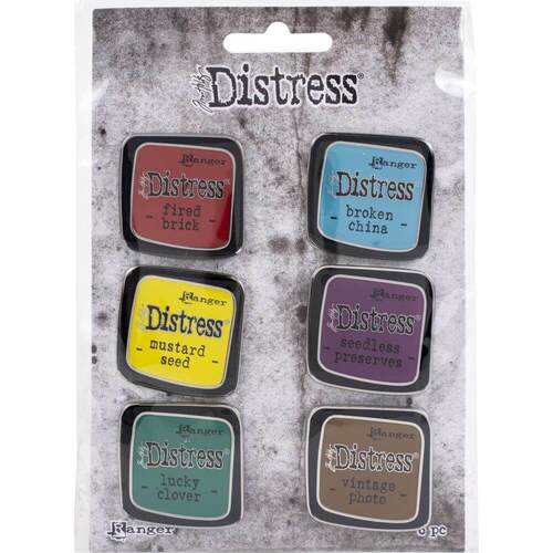 Tim Holtz Distress Enamel Collector Pin Set 6/Pkg - Set 2