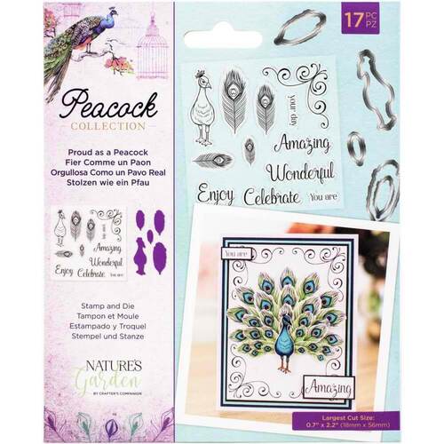 Crafter's Companion Nature's Garden Stamps & Dies - Proud As A Peacock EASTDPAP