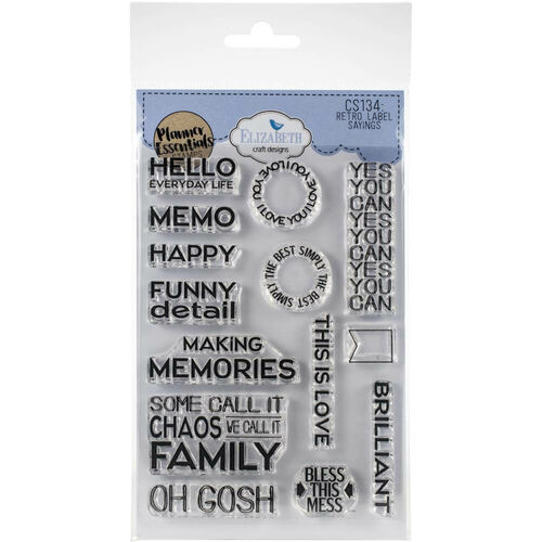 Elizabeth Craft Clear Stamps - Retro Labels Sayings EC-CS134