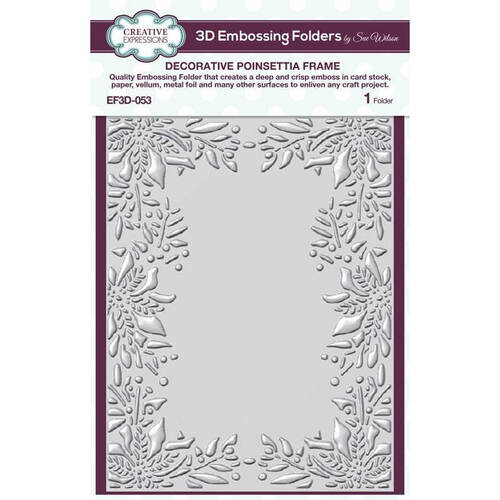 Creative Expressions 3D Embossing Folder 5 3/4"x7 1/2" - Decorative Poinsettia Frame