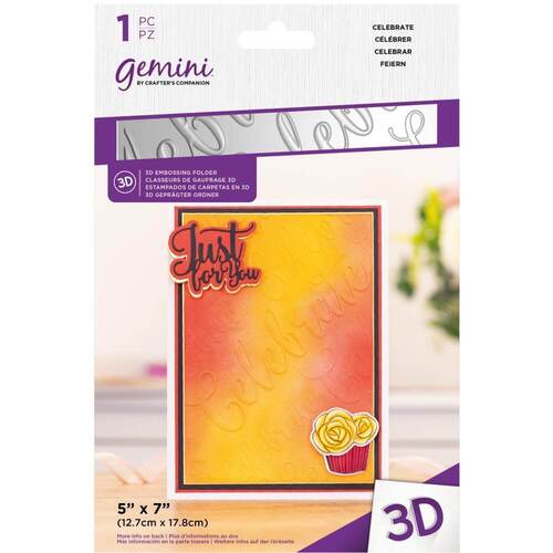 Gemini 3D Embossing Folder 5"X7" - Celebrate