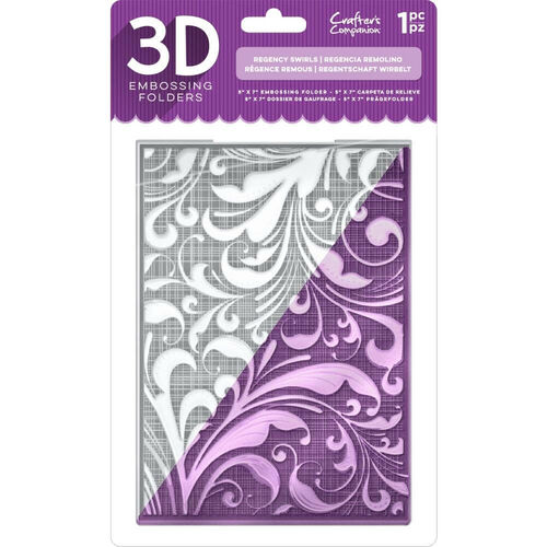 Crafter's Companion 5"x7" 3D Embossing Folder - Regency Swirls