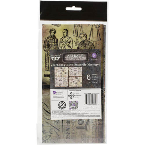 Finnabair Art Daily MIXED MEDIA TISSUE Paper 27.5"x19.7" 6/Pkg - Butterfly Messages -Journaling Minis