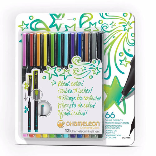Chameleon Pens Fineliners 12 Pack - BRIGHT COLORS FL1201UKAU