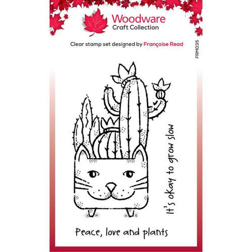 Woodware Clear Stamps Singles - Cat Planter (3.8in x 2.6in)