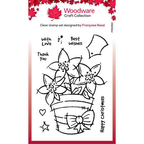 Woodware Clear Stamps - Potted Poinsettias (4in x 6in)