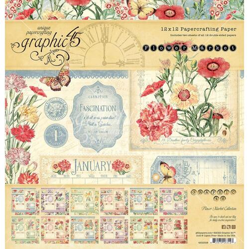 Graphic 45 Collection Pack 12"X12" - Flower Market