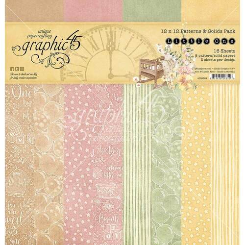 Graphic 45 Double-Sided Paper Pad 12"X12" 16/Pkg - Little One Patterns & Solids