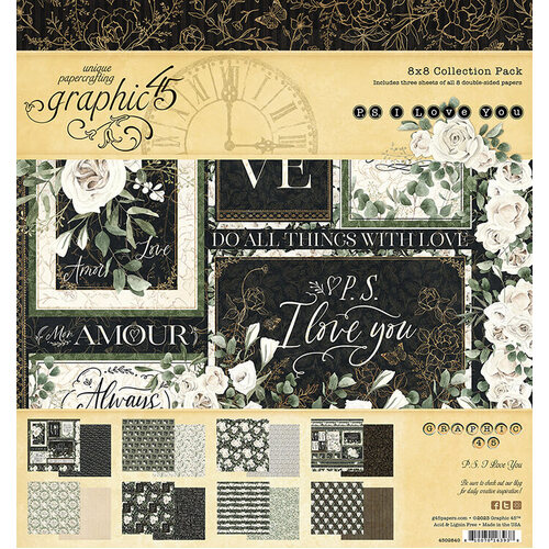 Graphic 45 Double-Sided Paper Pad 8"X8" 24/Pkg - P.S. I Love You
