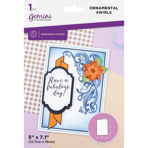 Gemini 2D Embossing Folder 5"x7" - Ornamental Swirls