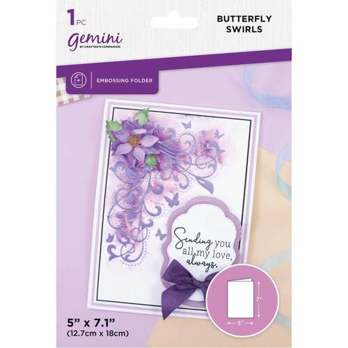 Gemini 2D Embossing Folder 5"x7" - Butterfly Swirls