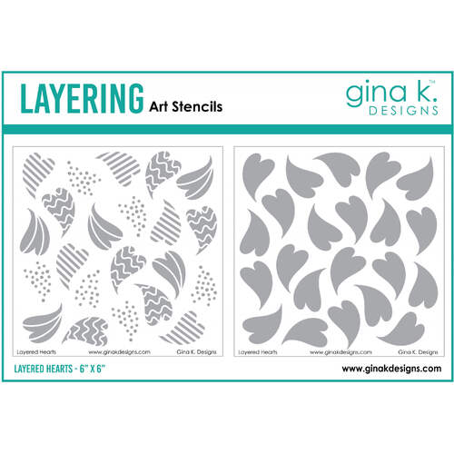 Gina K Designs Stencil - Layered Hearts 2/pk